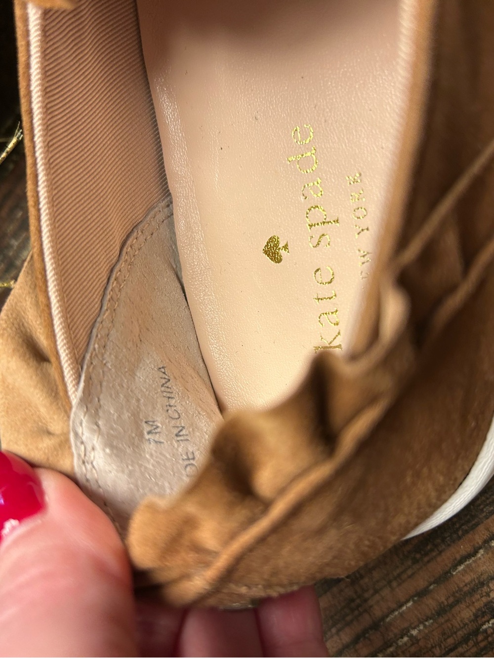 Kate Spade Lillie Suede Ruffle Tennie in Cognac - Picture 5 of 7